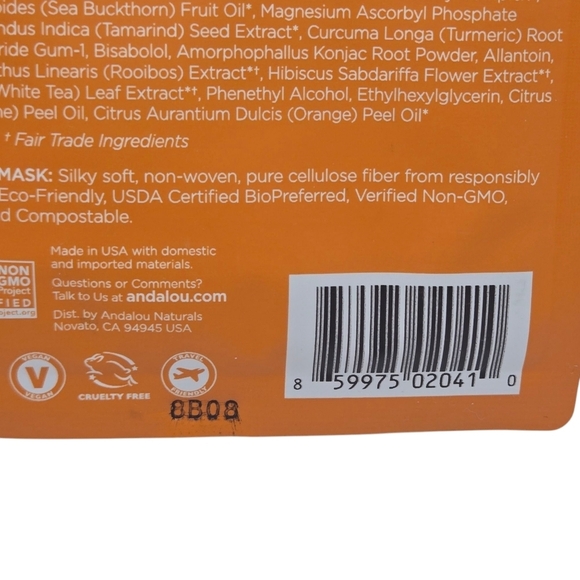 ANDALOU Naturals Instant Brighten Tighten Vitamin C Hydro Serum Facial Masks (2) - Picture 3 of 3
